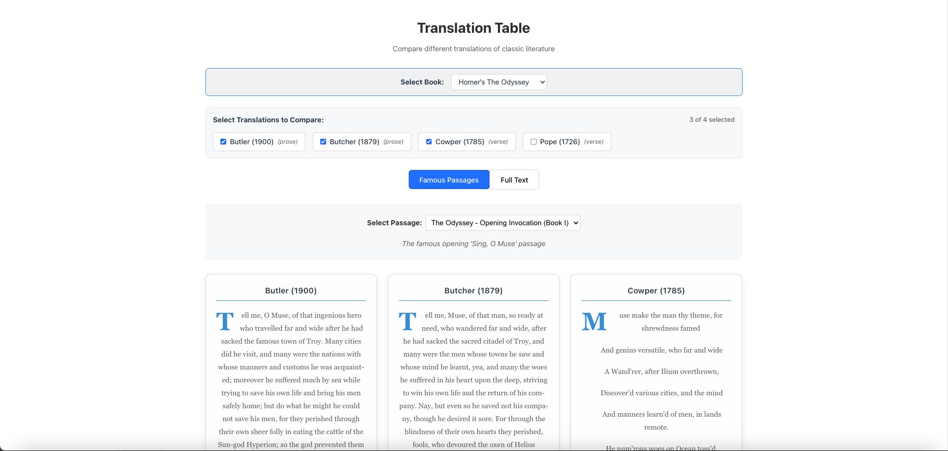 Translation Table Demo